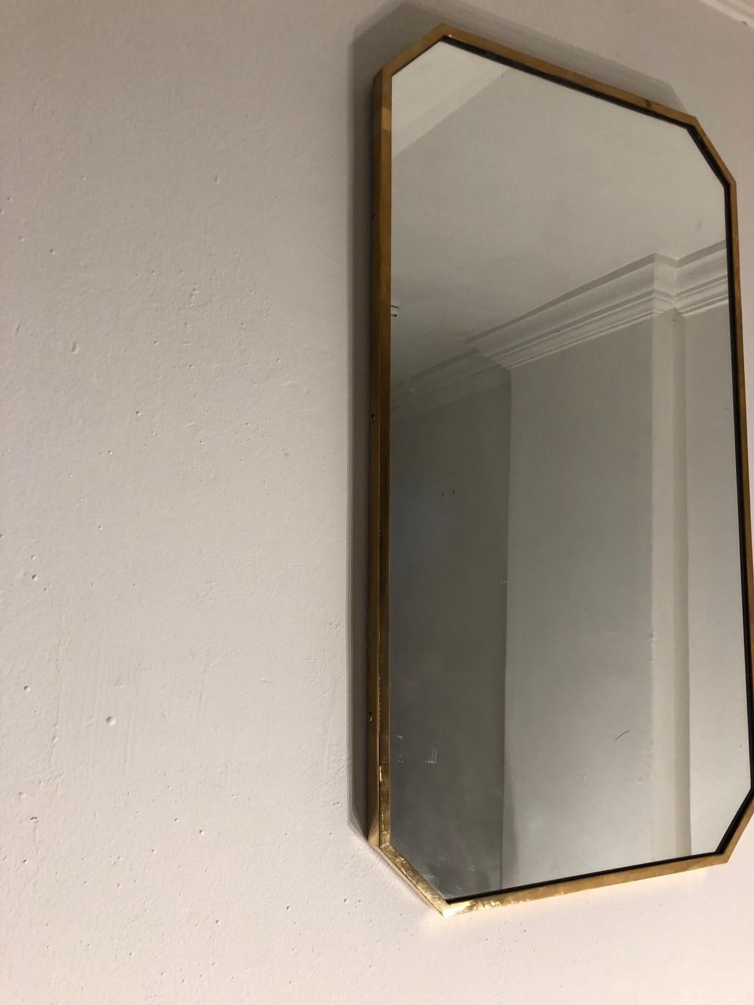 1970s Italian Mirror in Brass Frame In Good Condition In London, GB