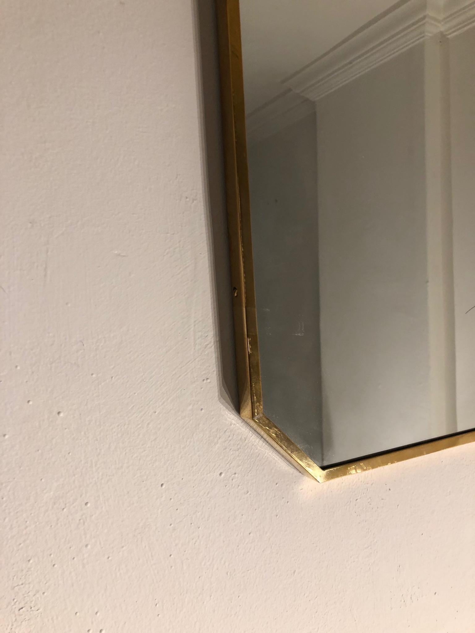 20th Century 1970s Italian Mirror in Brass Frame