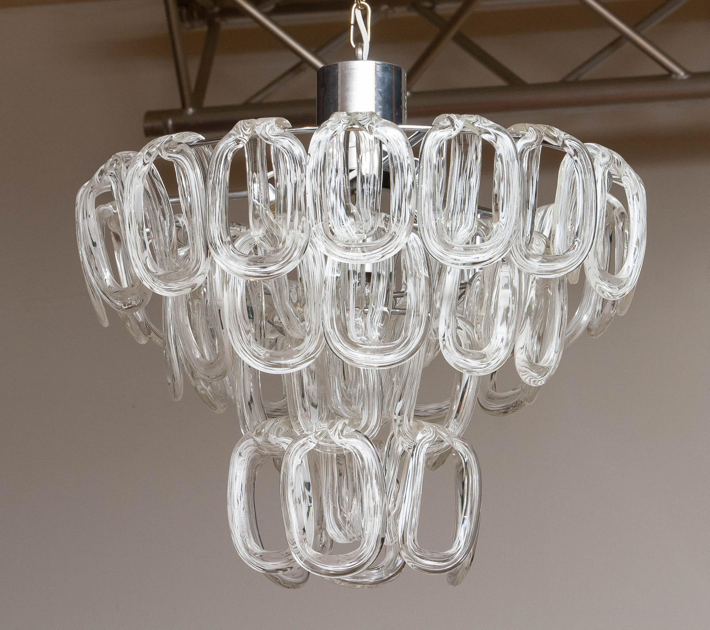 Mid-20th Century 1970s Italian Moderen Giogali Glass Chandelier by Angelo Mangiarotti for Vistosi