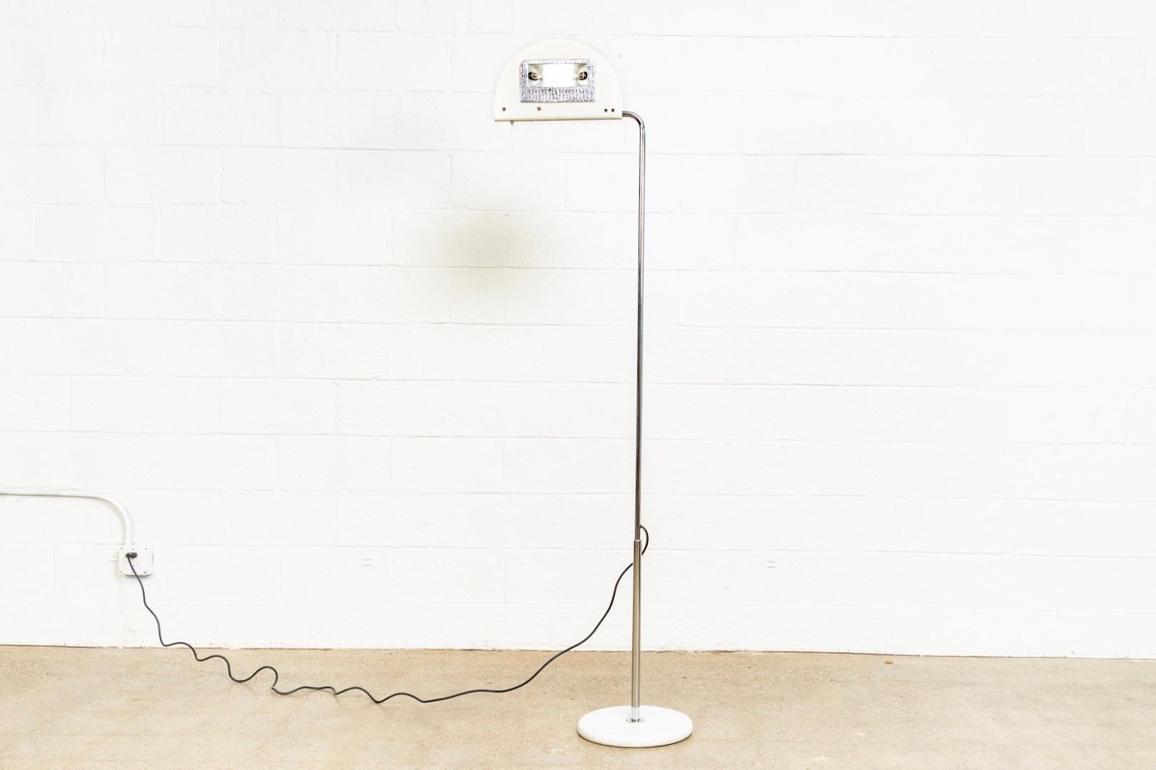 Late 20th Century 1970s Italian Modern Bruno Gecchelin Mezzaluna White Floor Lamp For Sale