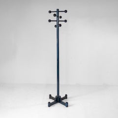 1970s Italian Modern Dark Green Glazed Wood Coat Rack