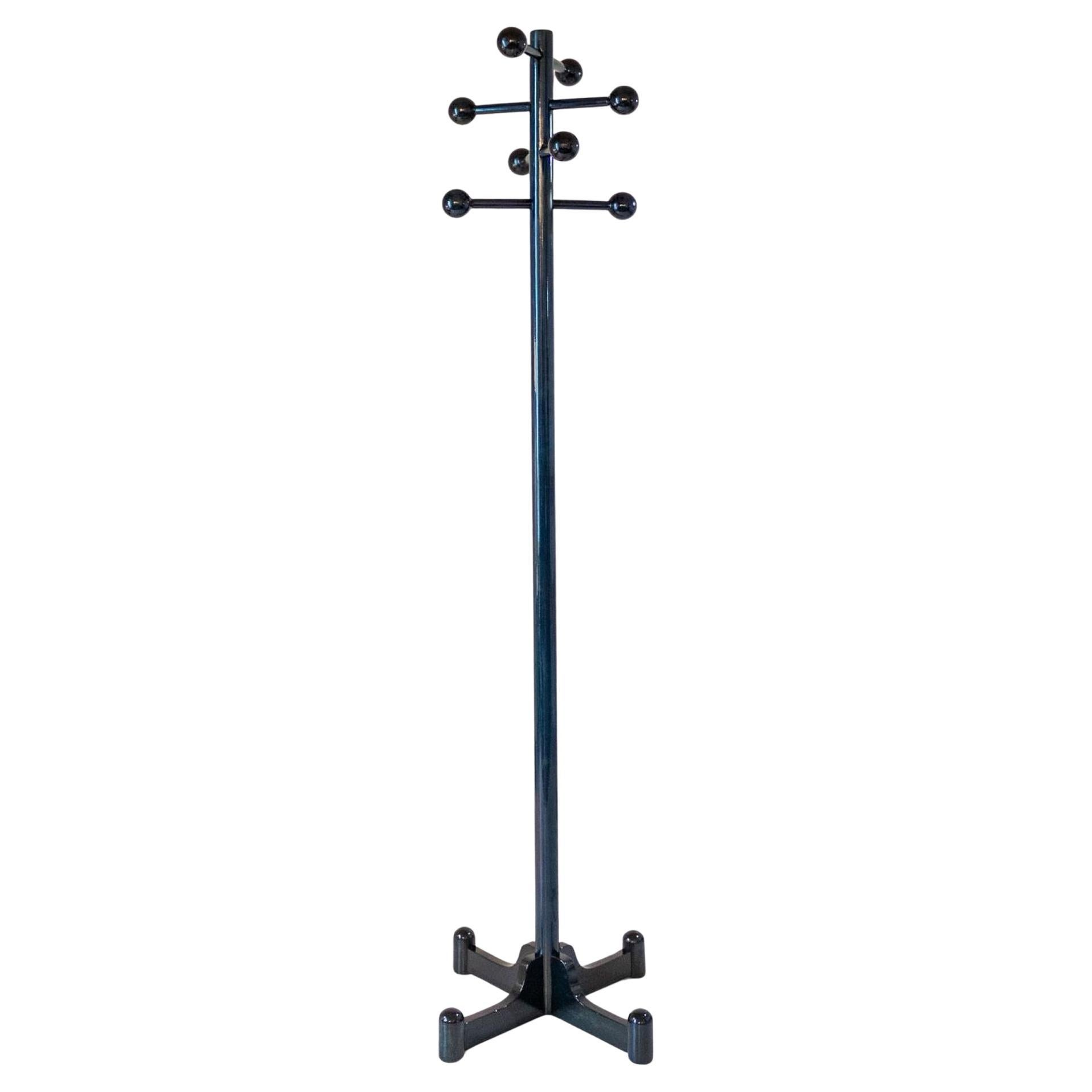 1970s Italian Modern Dark Green Glazed Wood Coat Rack