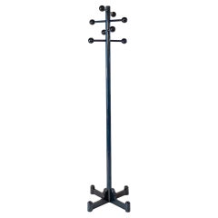 1970s Italian Modern Dark Green Glazed Wood Coat Rack