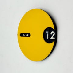 1970s Italian Modern Perpetual Wall Calendar Yellow Plastic