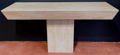 1970s Italian Modern Sculptural Travertine Console