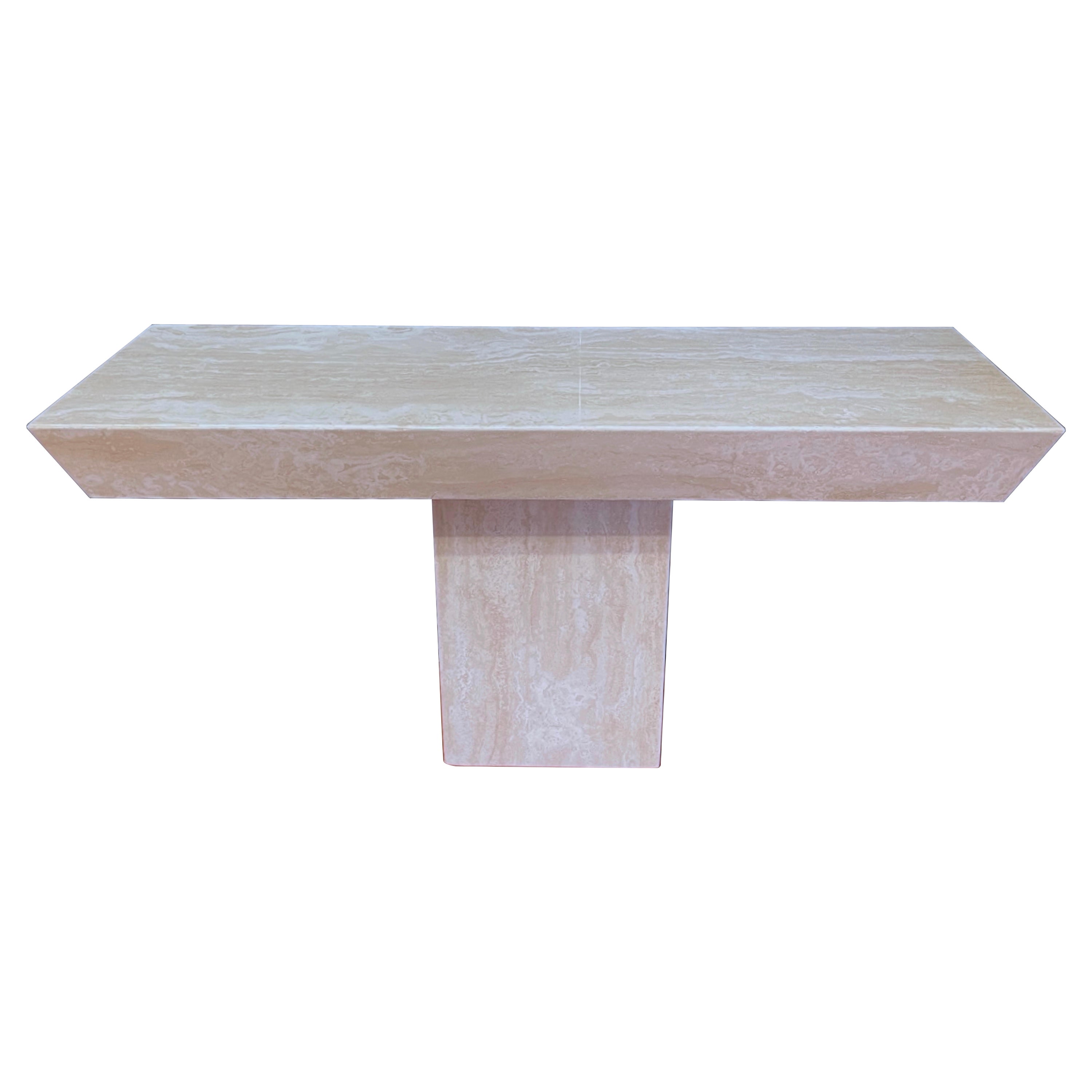 1970s Italian Modern Sculptural Travertine Console