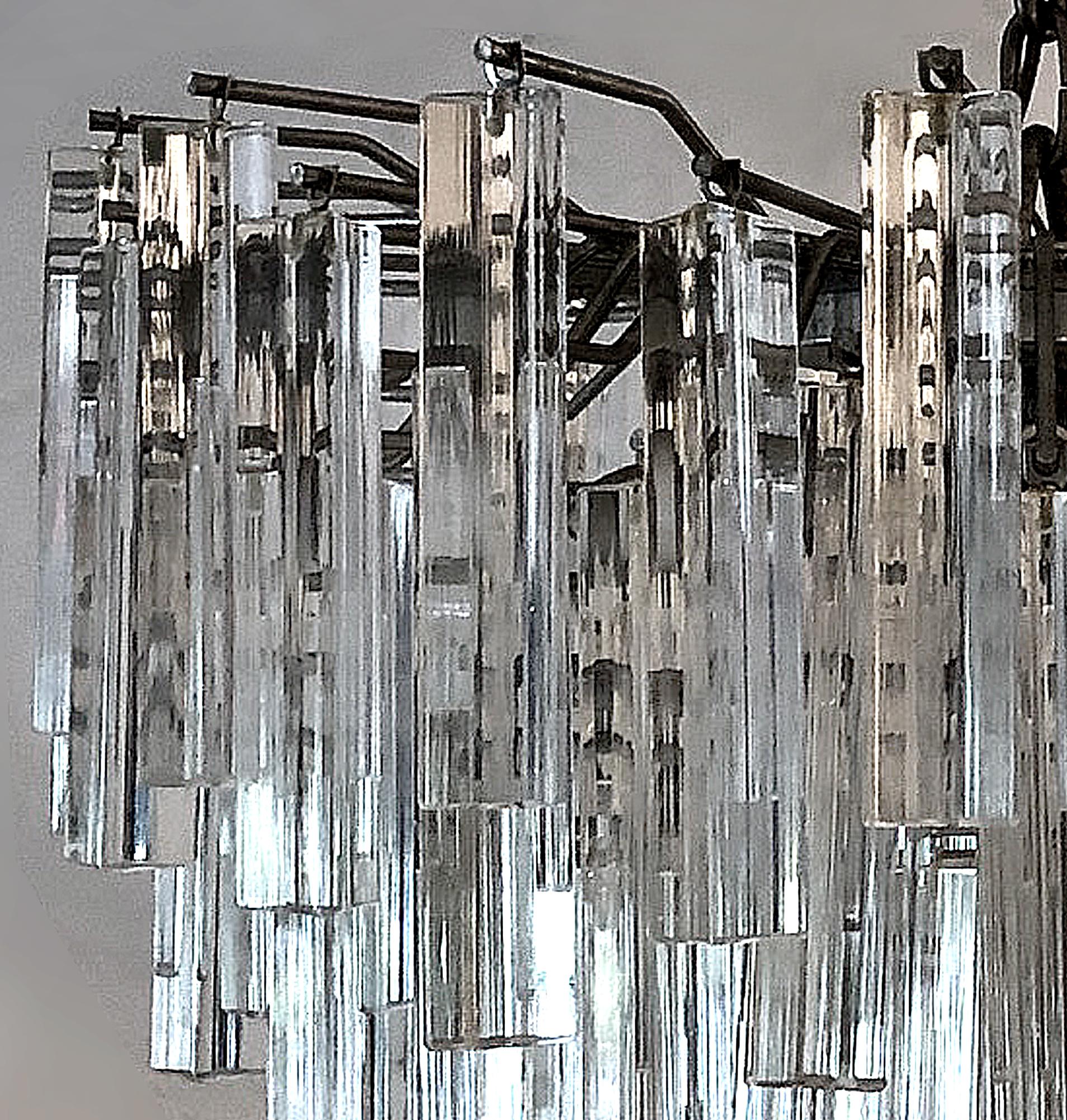 Late 20th Century 1970s Italian Modern Venini Triedri Glass Chandelier