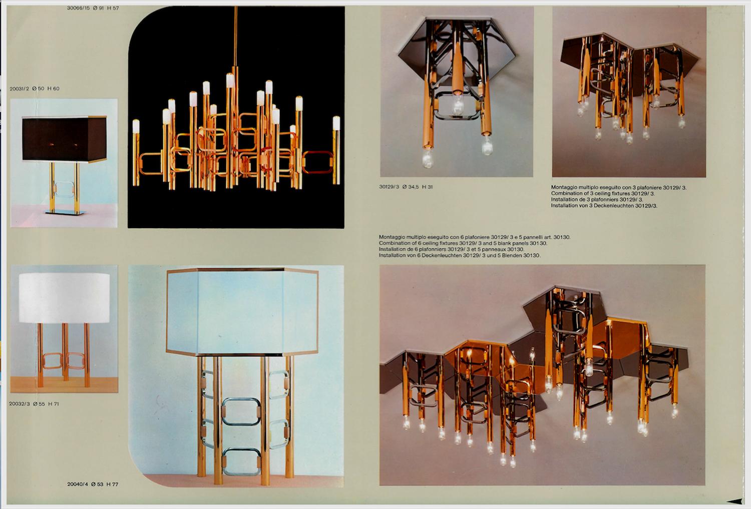 1960er Jahre Italienisch Modernist Messing Chrom Deckenleuchte Profili Industria Lampadari  im Angebot 5