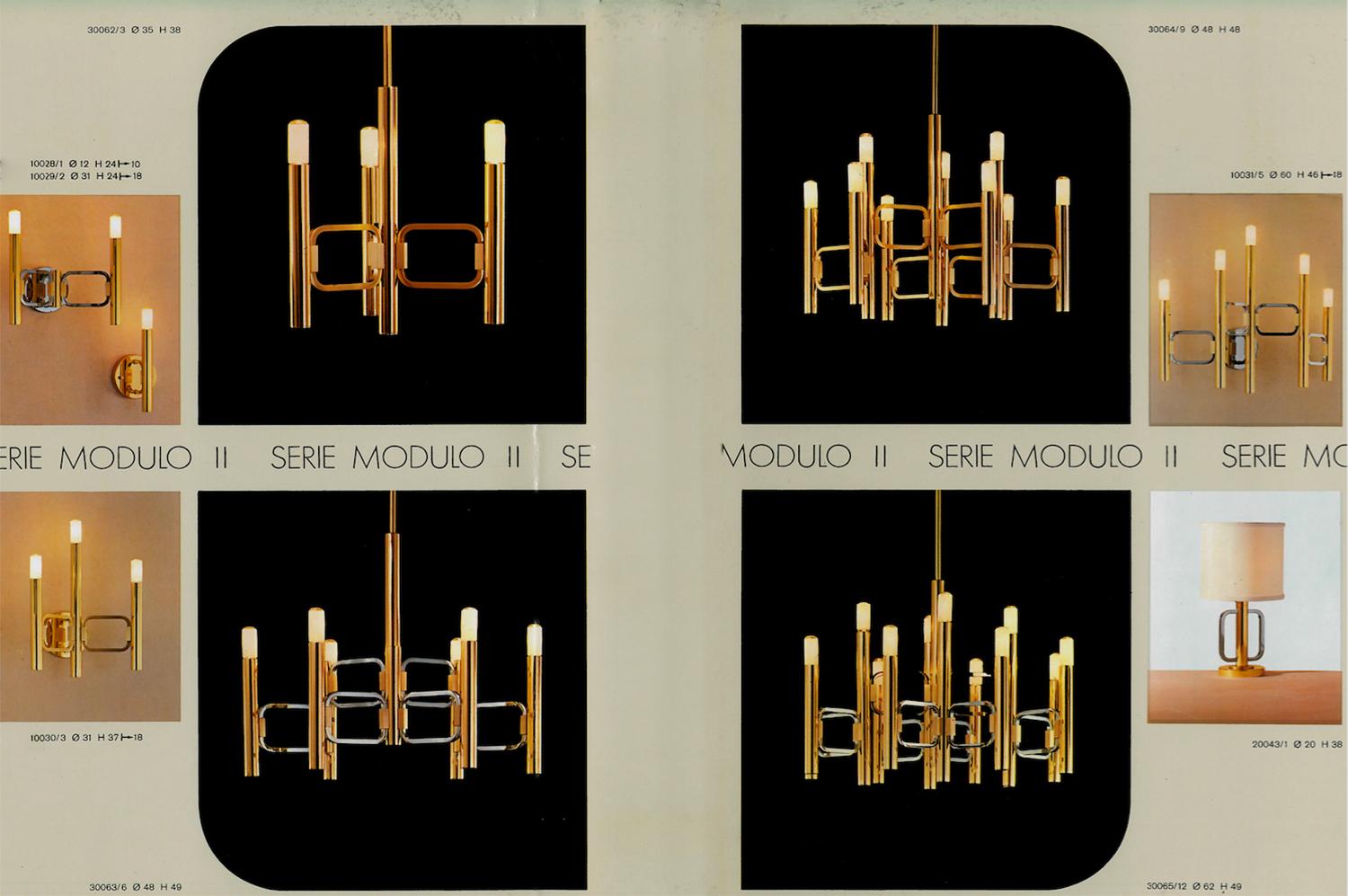 1960er Jahre Italienisch Modernist Messing Chrom Deckenleuchte Profili Industria Lampadari  (Moderne der Mitte des Jahrhunderts) im Angebot