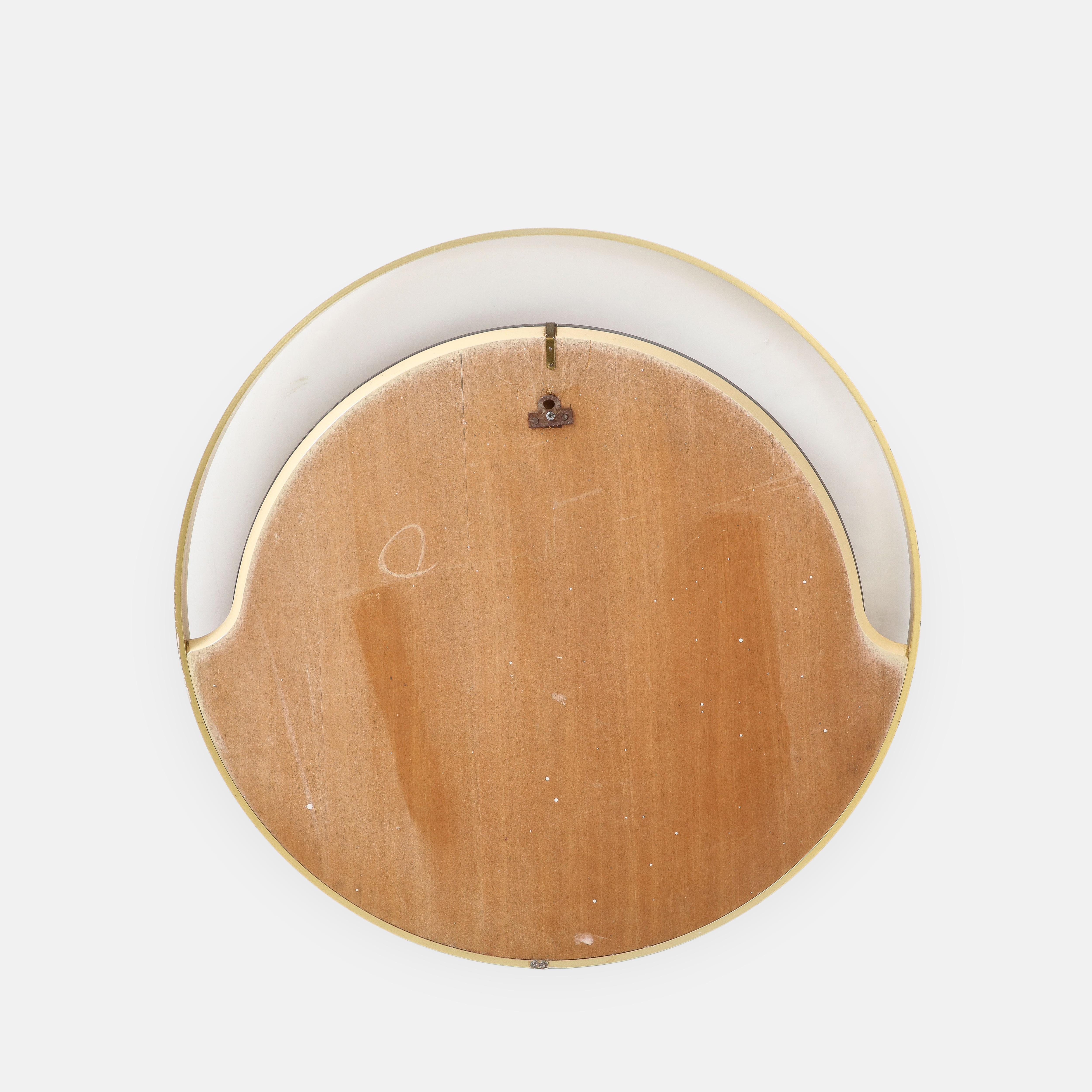 1970s Italian Modernist Brass and Rose Gold Round Mirror For Sale 7
