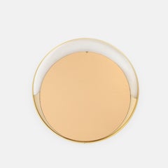 1970s Italian Modernist Brass and Rose Gold Round Mirror