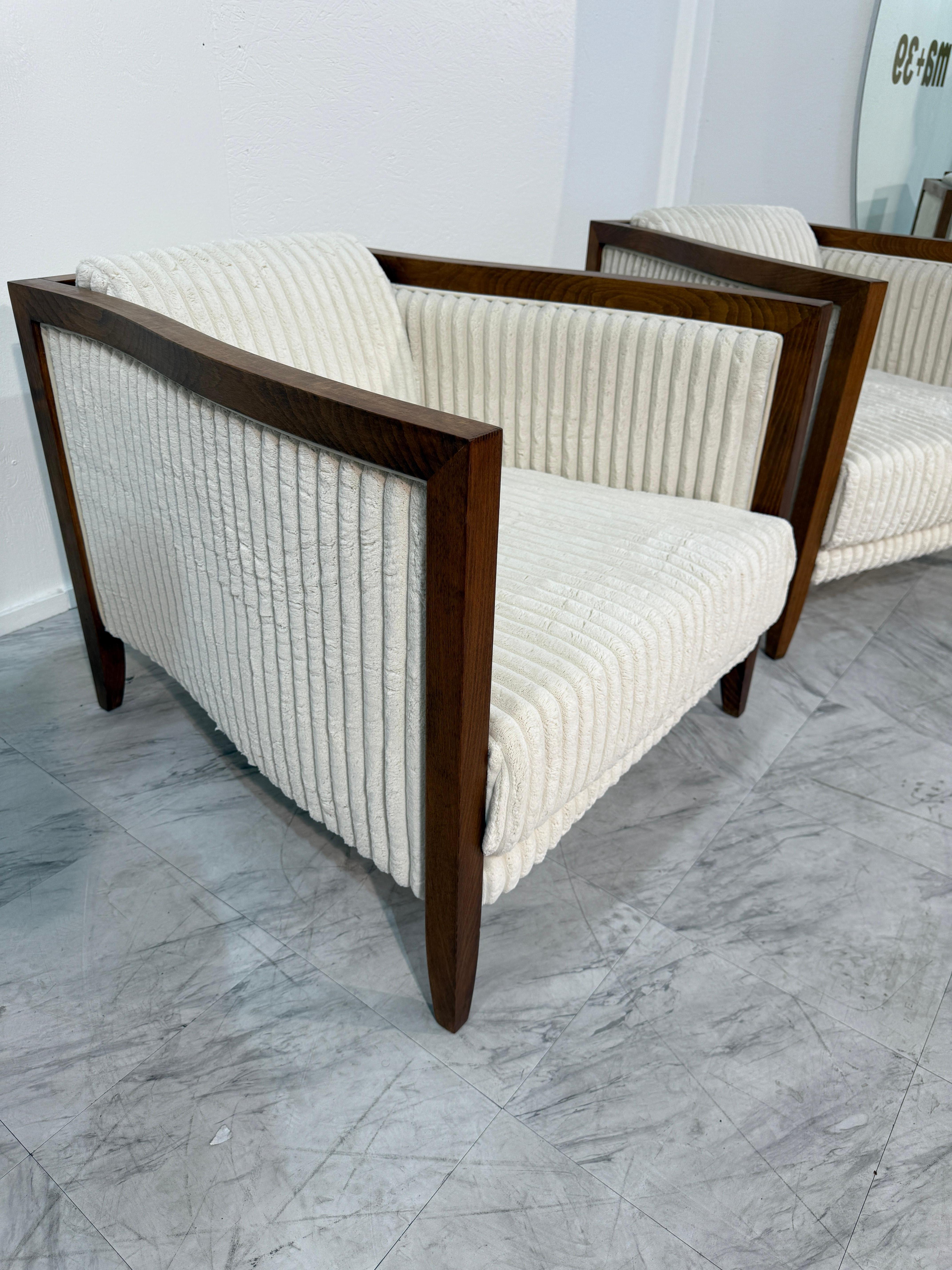 Mid-Century Modern 1970's Italian Modernist Lounge Chairs with Flared Frame For Sale