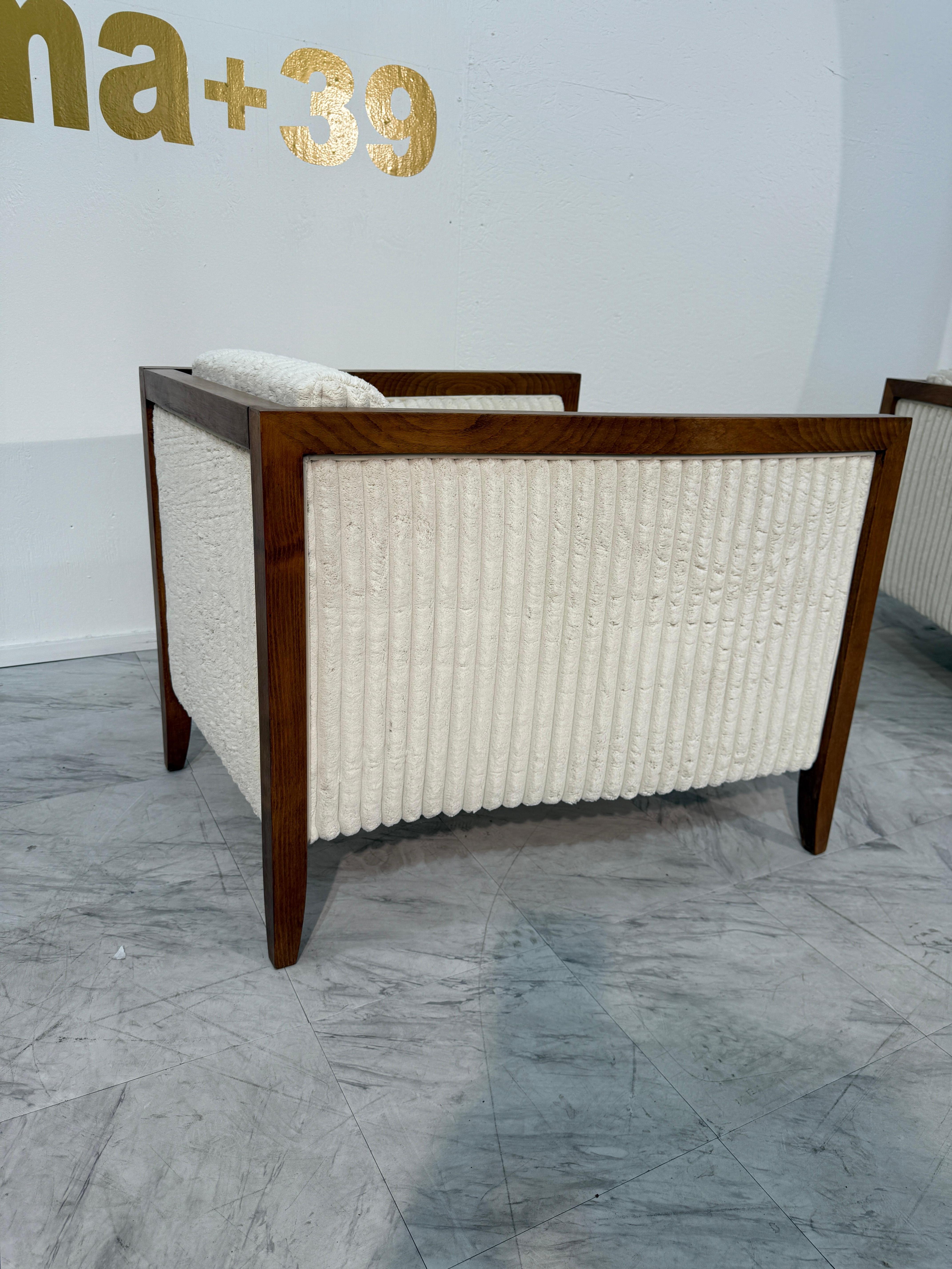 Late 20th Century 1970's Italian Modernist Lounge Chairs with Flared Frame For Sale