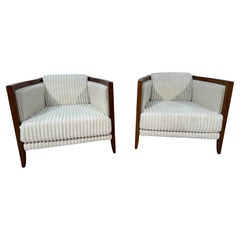 1970's Italian Modernist Lounge Chairs with Flared Frame