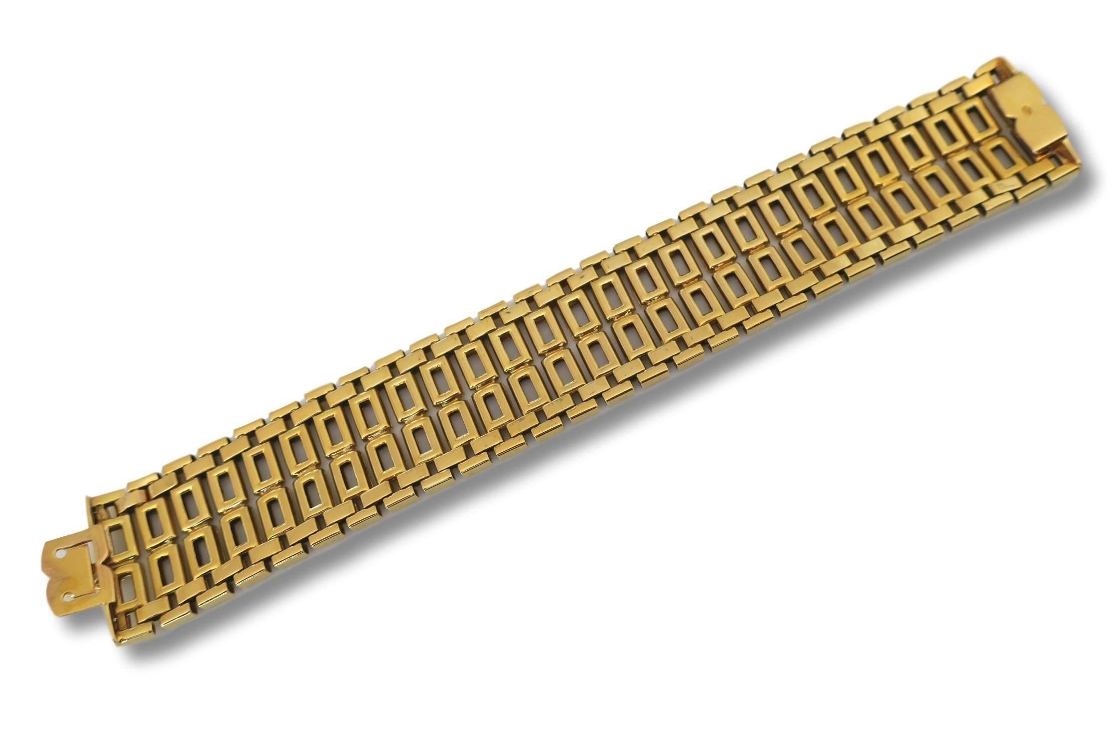 1970s Italian Modernist Reversible Gold Link Bracelet 1