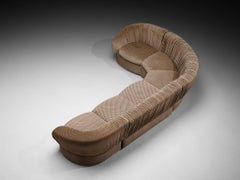 1970s Italian Modular Sofa in Brown and Beige Upholstery