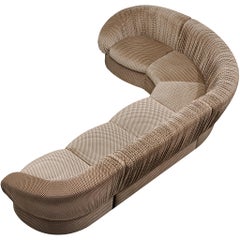 1970s Italian Modular Sofa in Brown and Beige Upholstery