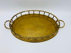 1970s Italian Mottahedeh Brass Faux Bamboo Tray