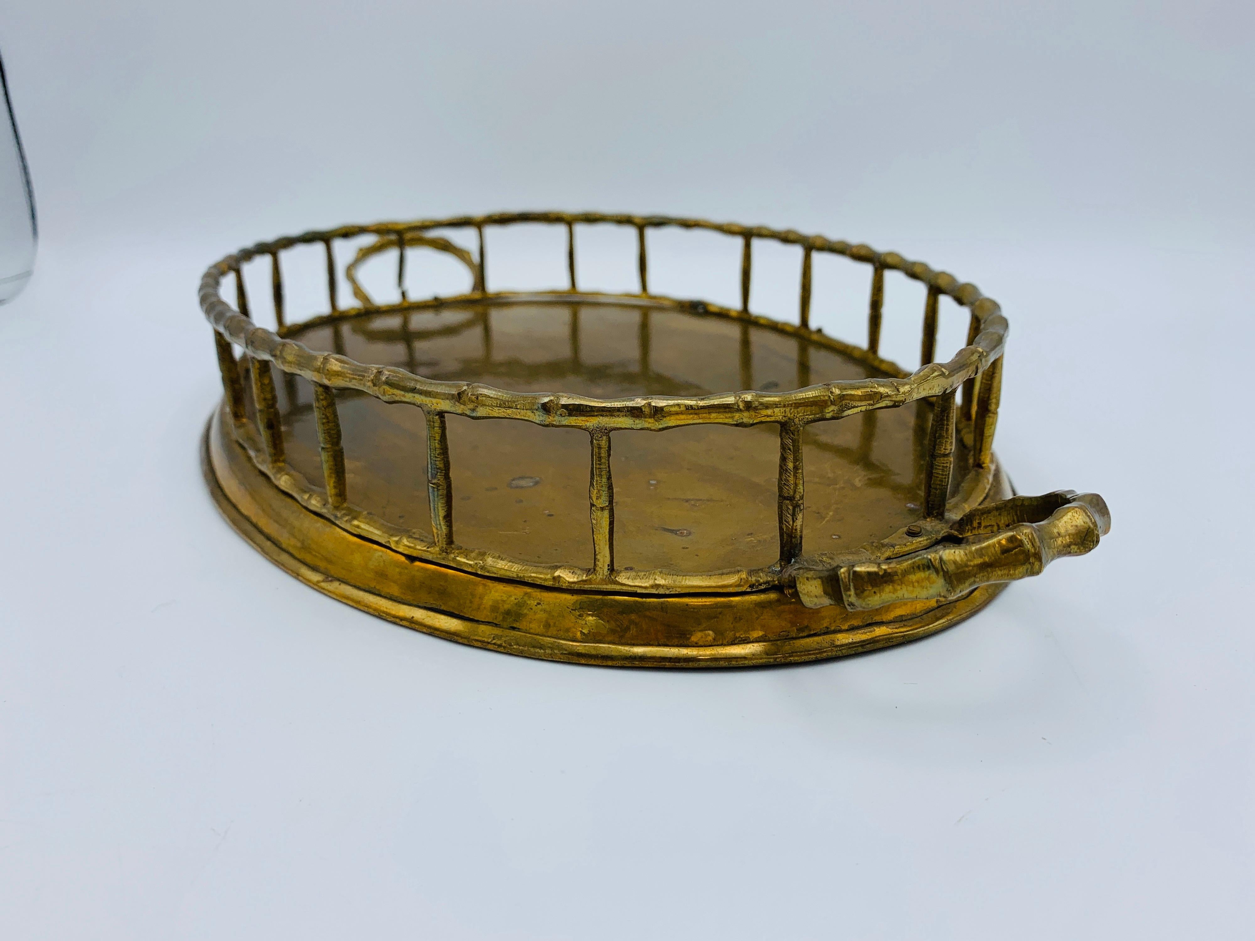 1970s Italian Mottahedeh Brass Faux Bamboo Tray For Sale 2