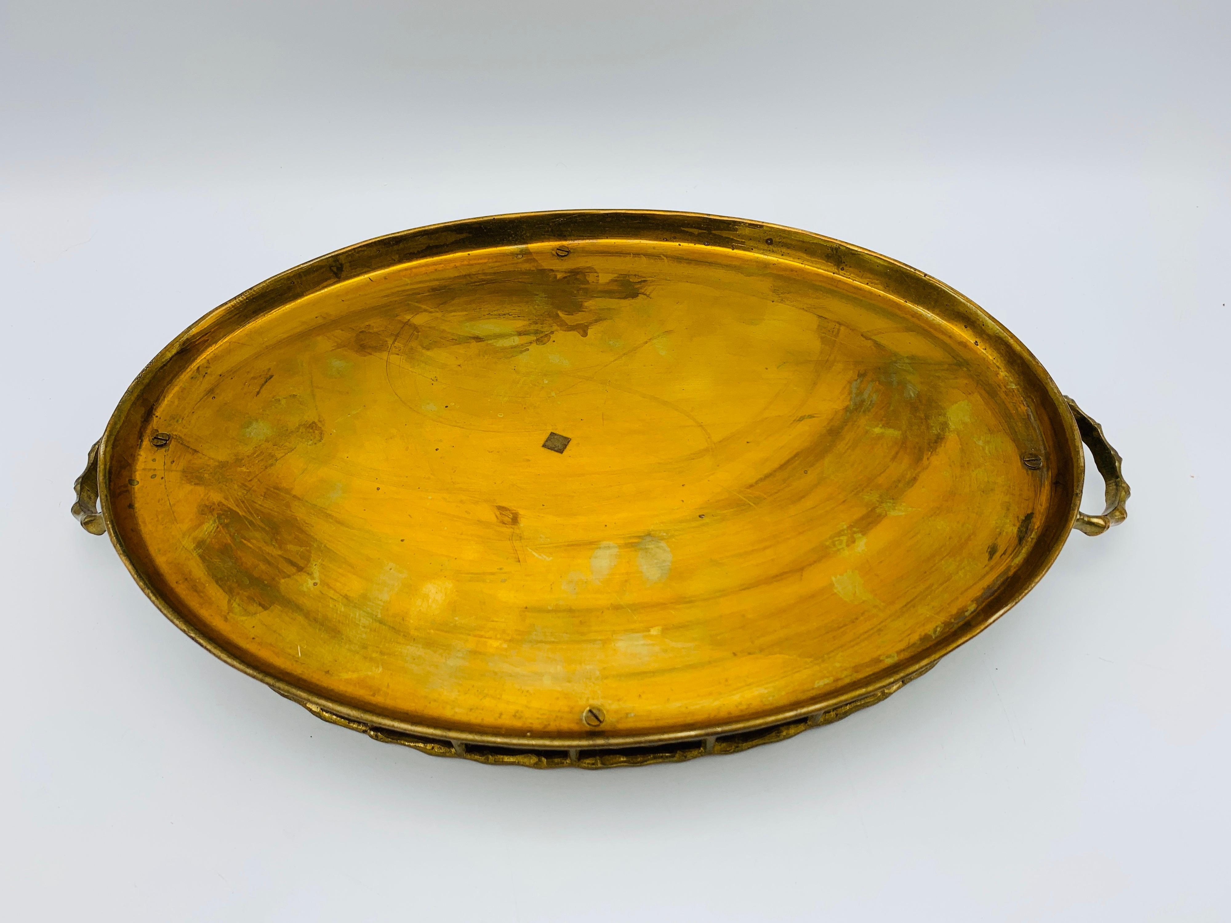 1970s Italian Mottahedeh Brass Faux Bamboo Tray For Sale 3