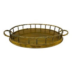 Vintage 1970s Italian Mottahedeh Brass Faux Bamboo Tray