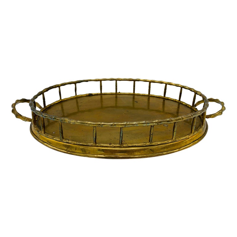 1970s Italian Mottahedeh Brass Faux Bamboo Tray For Sale at 1stDibs