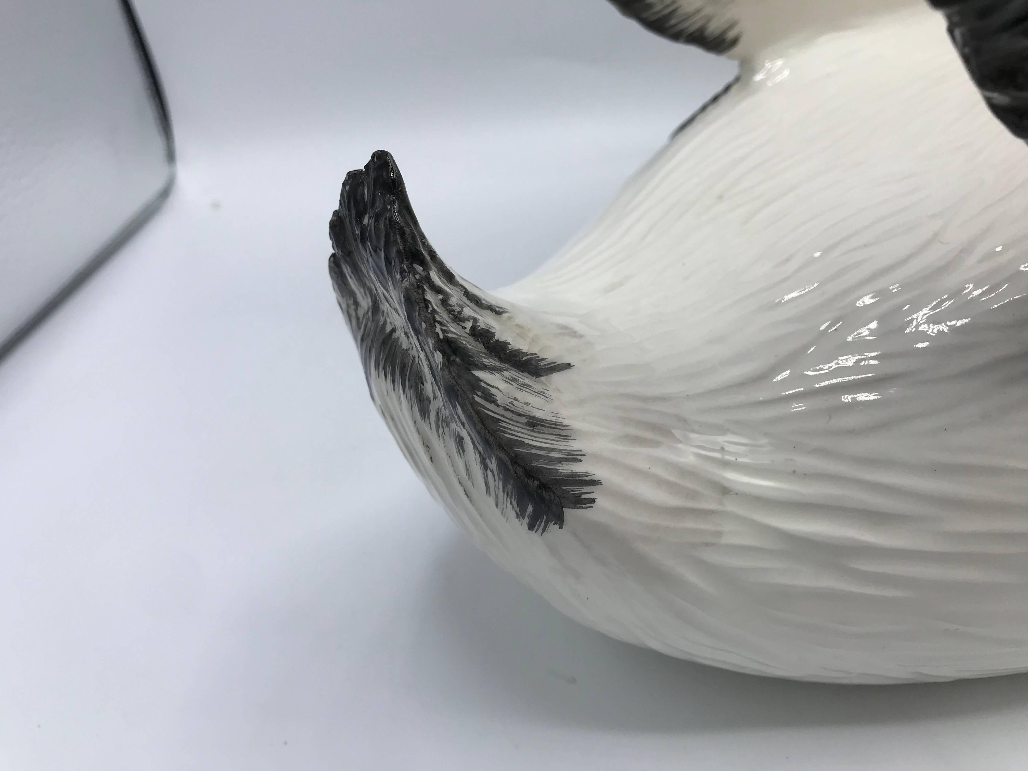 1970s Italian Mottahedeh Ceramic Swan Sculpture For Sale 2