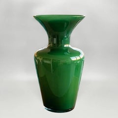1970s Italian Murano Blown Glass Emerald Green Vase by Maestro del Vetro.