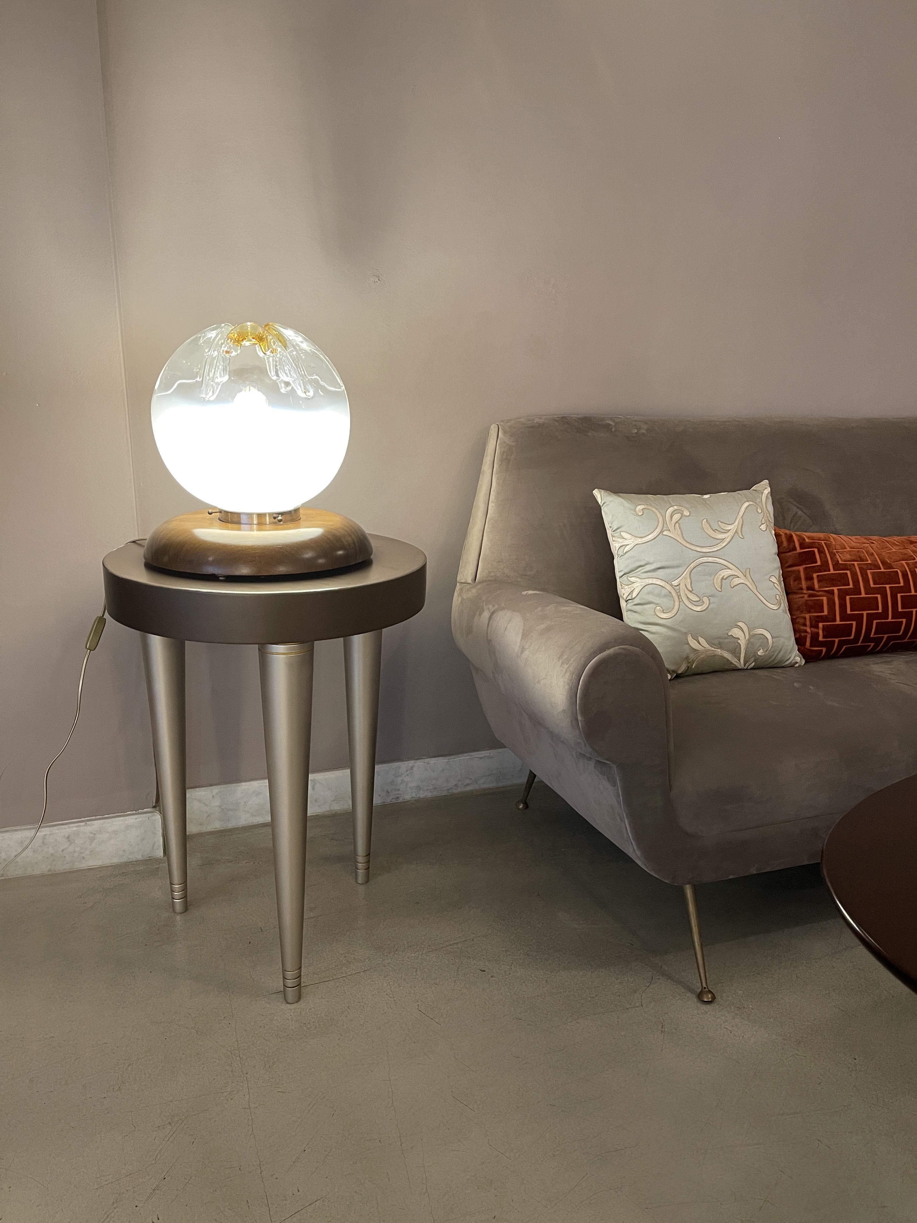 1970's Italian Murano Boule Table Lamp For Sale 2