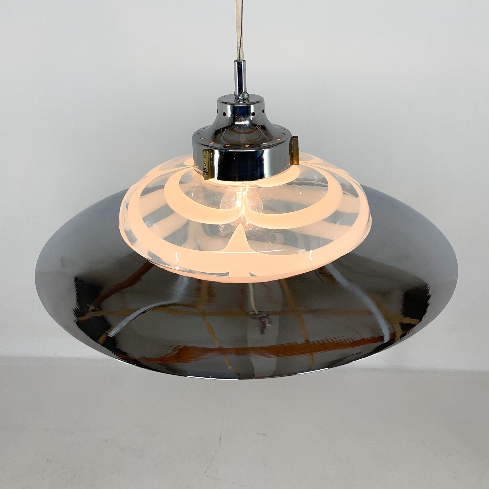 1970's Italian Murano Glass and Chrome Pendant 'Saturn' For Sale 7