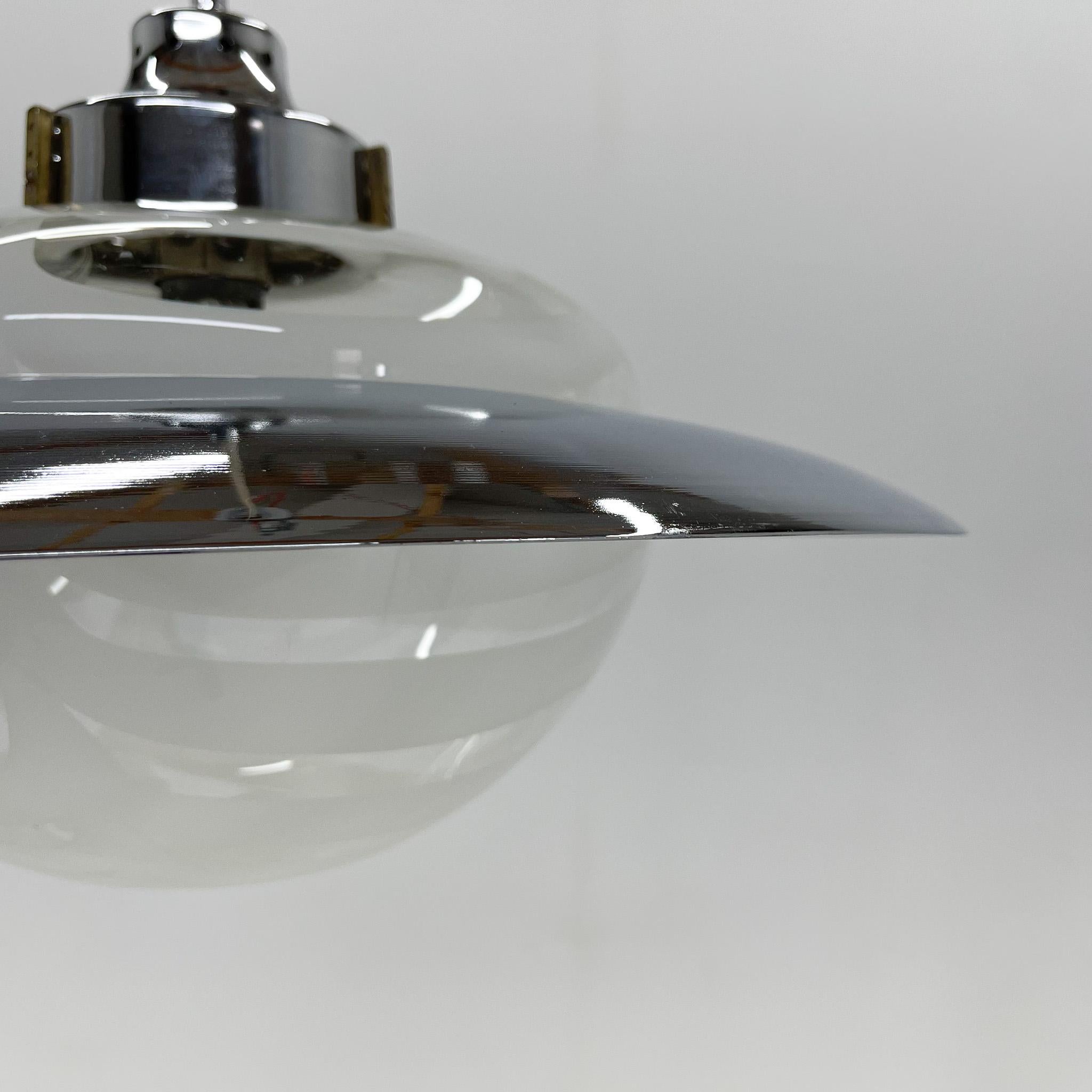 1970's Italian Murano Glass and Chrome Pendant 'Saturn' For Sale 3