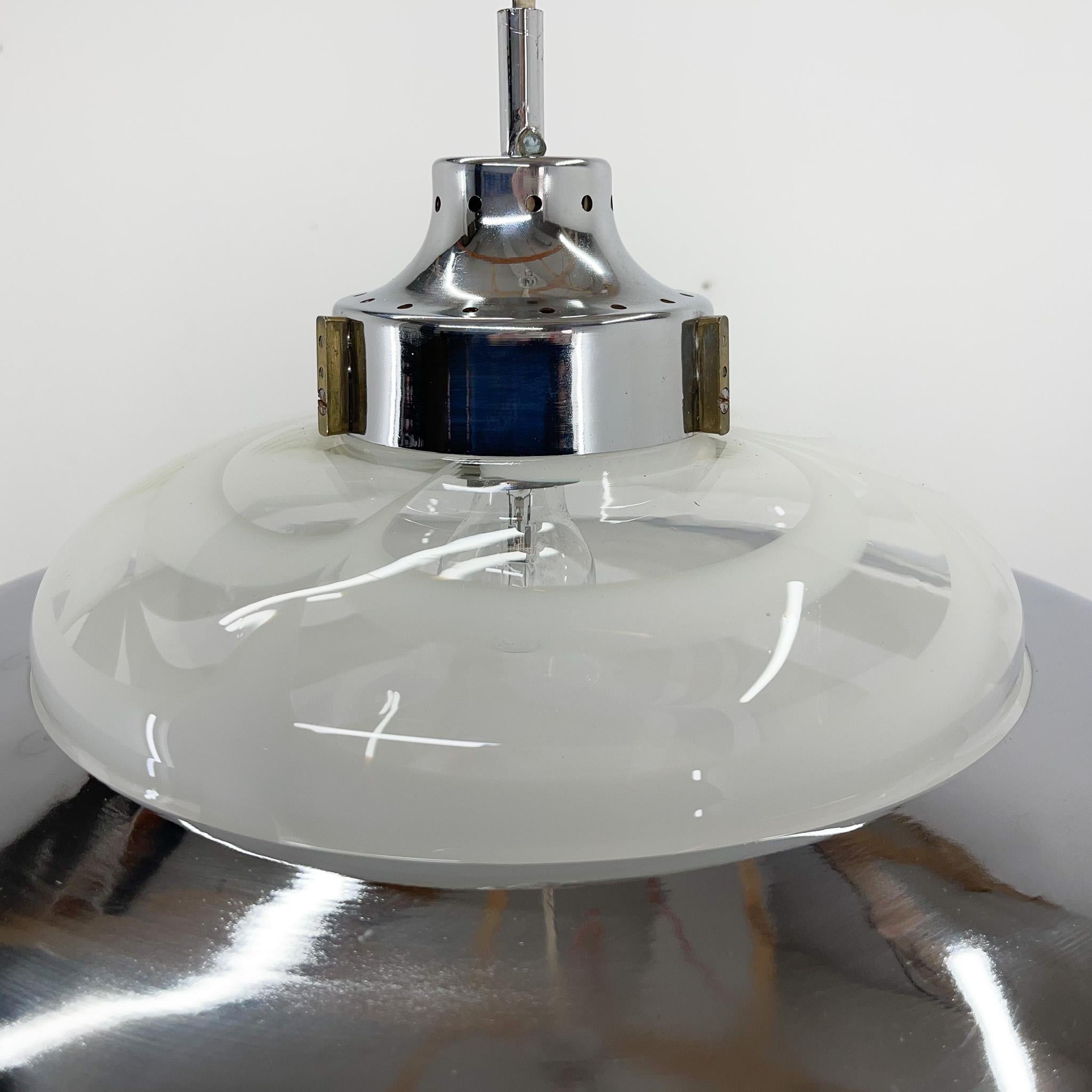 1970's Italian Murano Glass and Chrome Pendant 'Saturn' For Sale 4