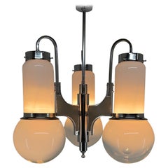 1970
s Italian, Murano Glass 
Chrome Chandelier
