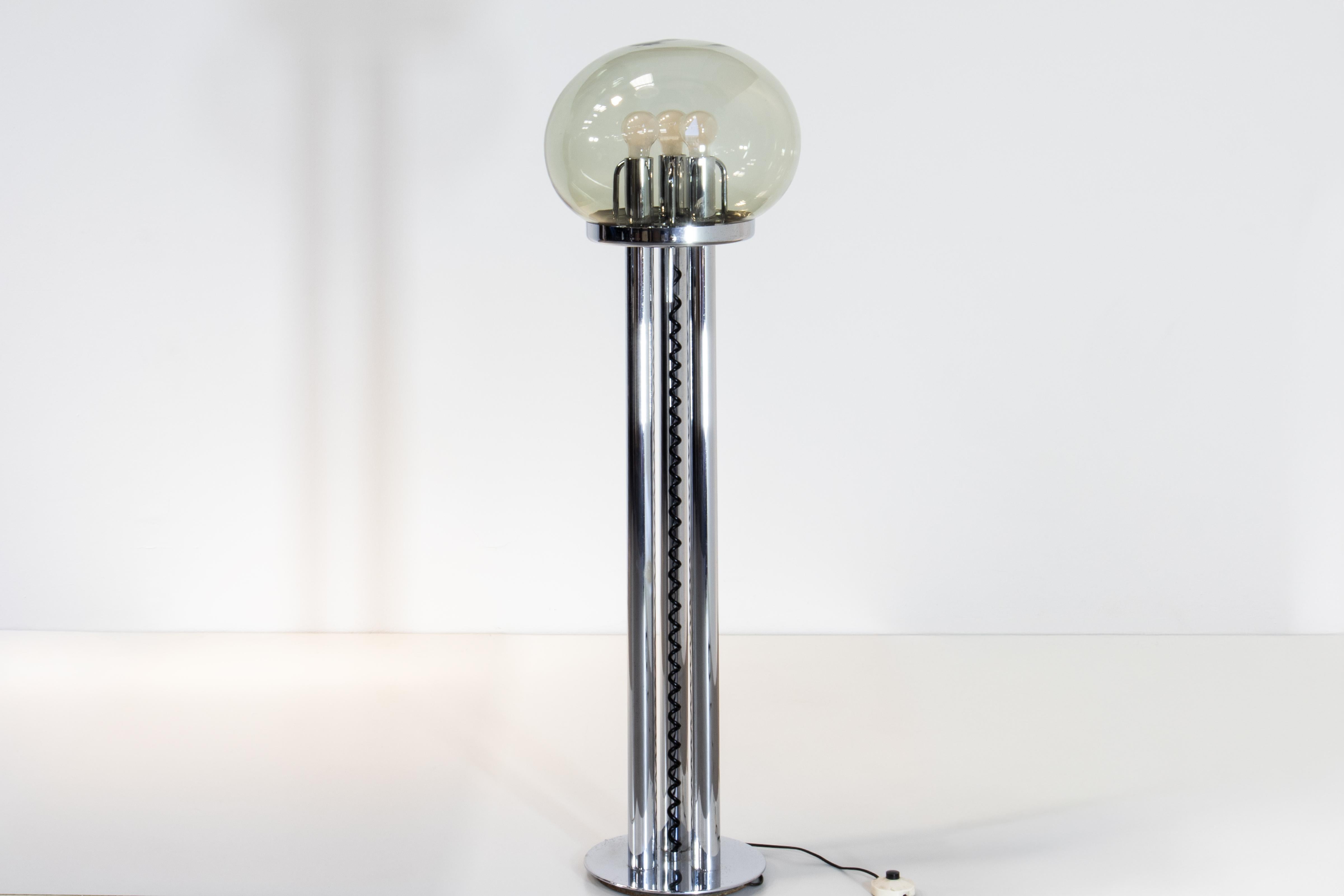 Lampada da terra in vetro di Murano e cromo Carlo Nason per Stilux, attribuita a Carlo Nason. in vendita 7