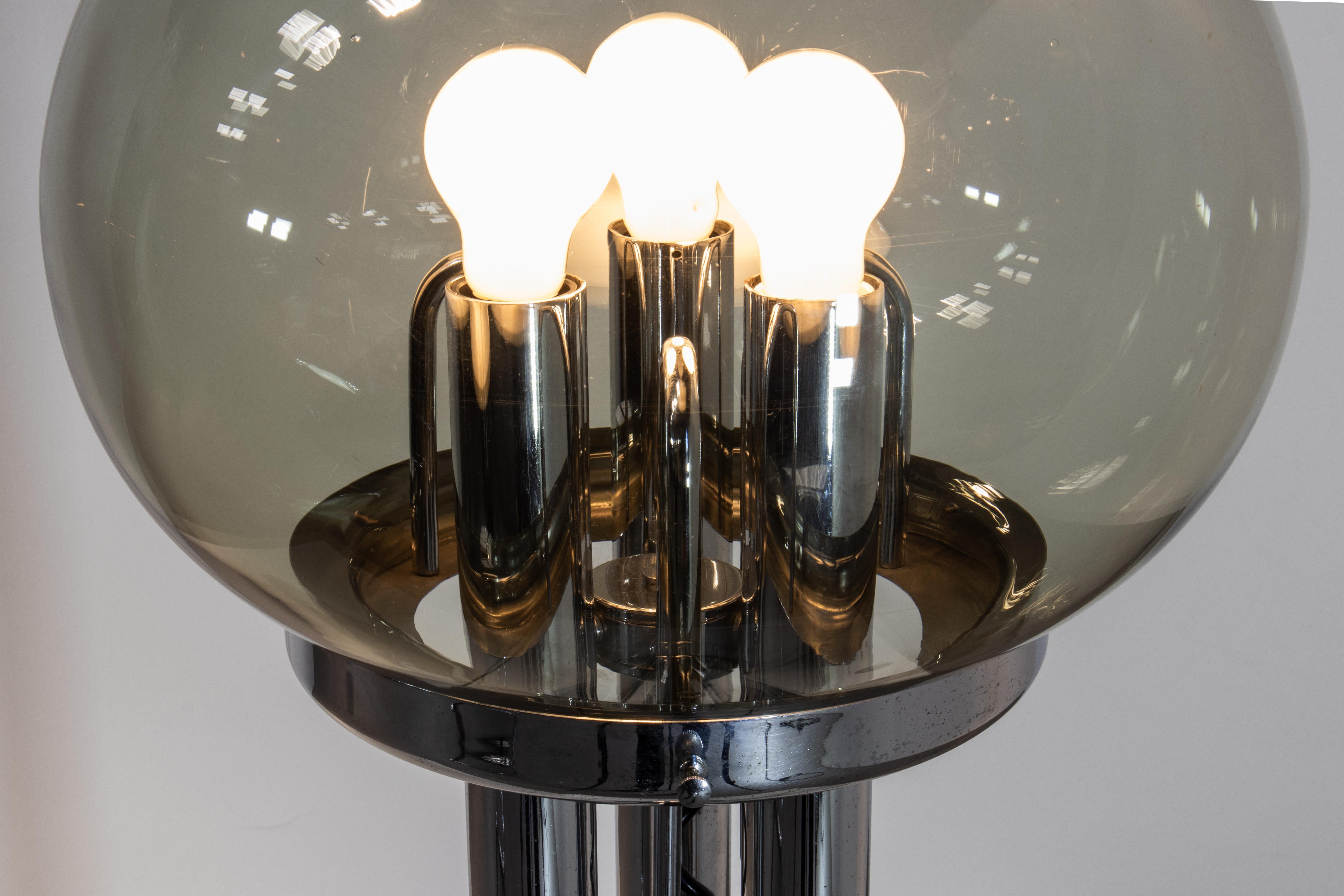 Lampada da terra in vetro di Murano e cromo Carlo Nason per Stilux, attribuita a Carlo Nason. in vendita 10