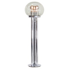Lampada da terra in vetro di Murano e cromo Carlo Nason per Stilux, attribuita a Carlo Nason.