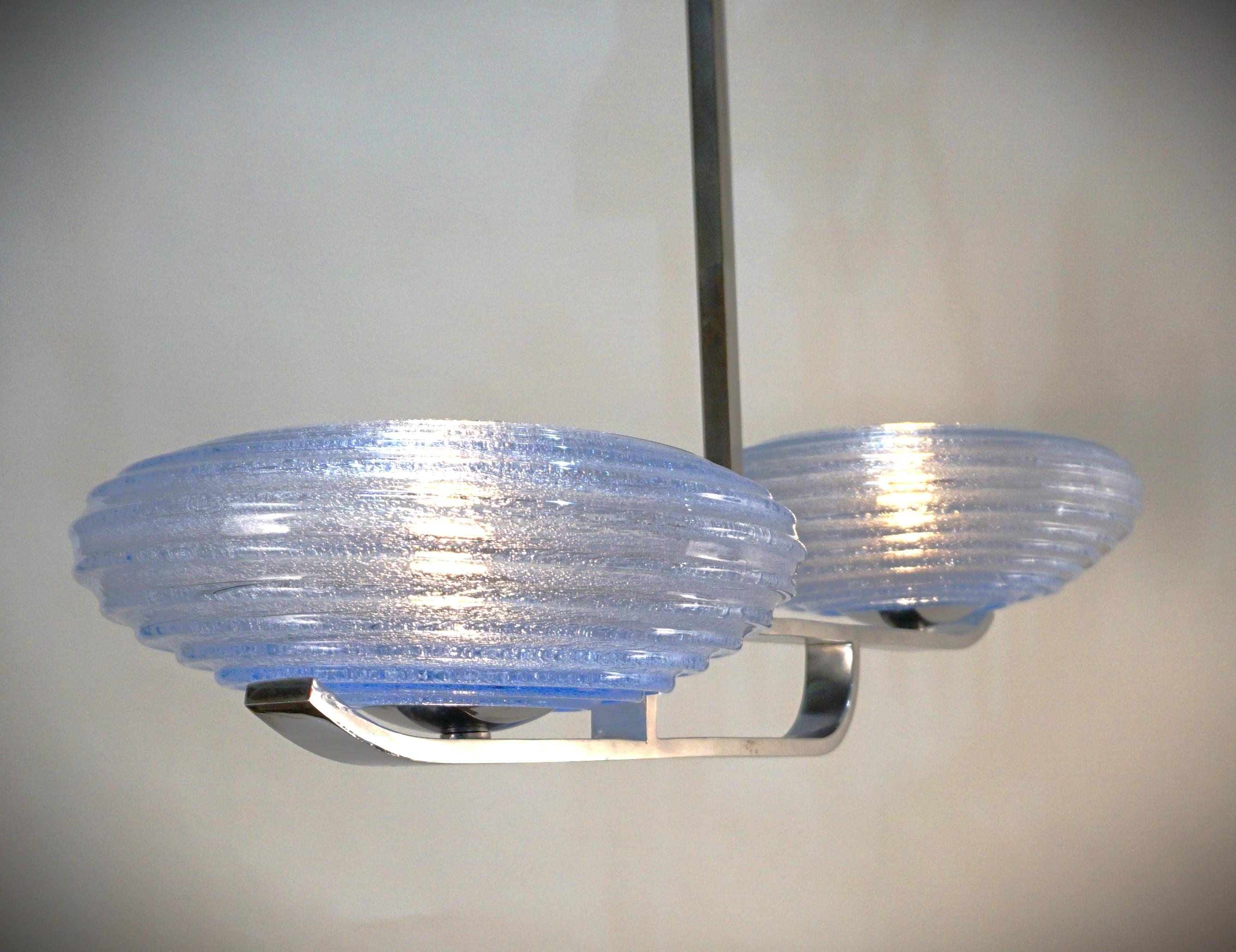 Blown Glass 1970's Italian Murano Glass Modern Chandelier