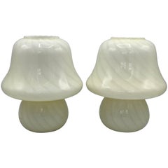 1970s Italian Murano Glass Mushroom Lamps by Vetri, Pair