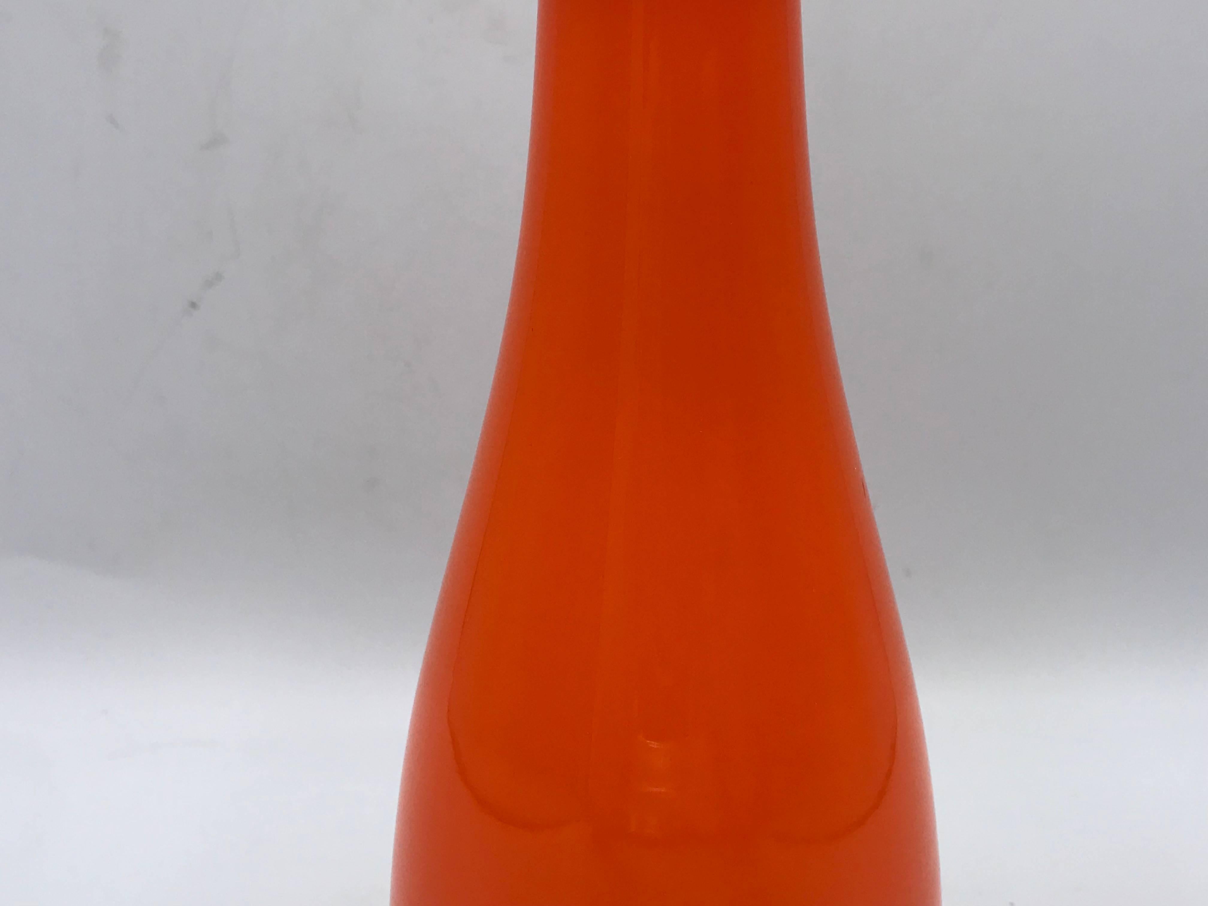 Polished 1970s Italian Murano Glass Orange Bottle Vase