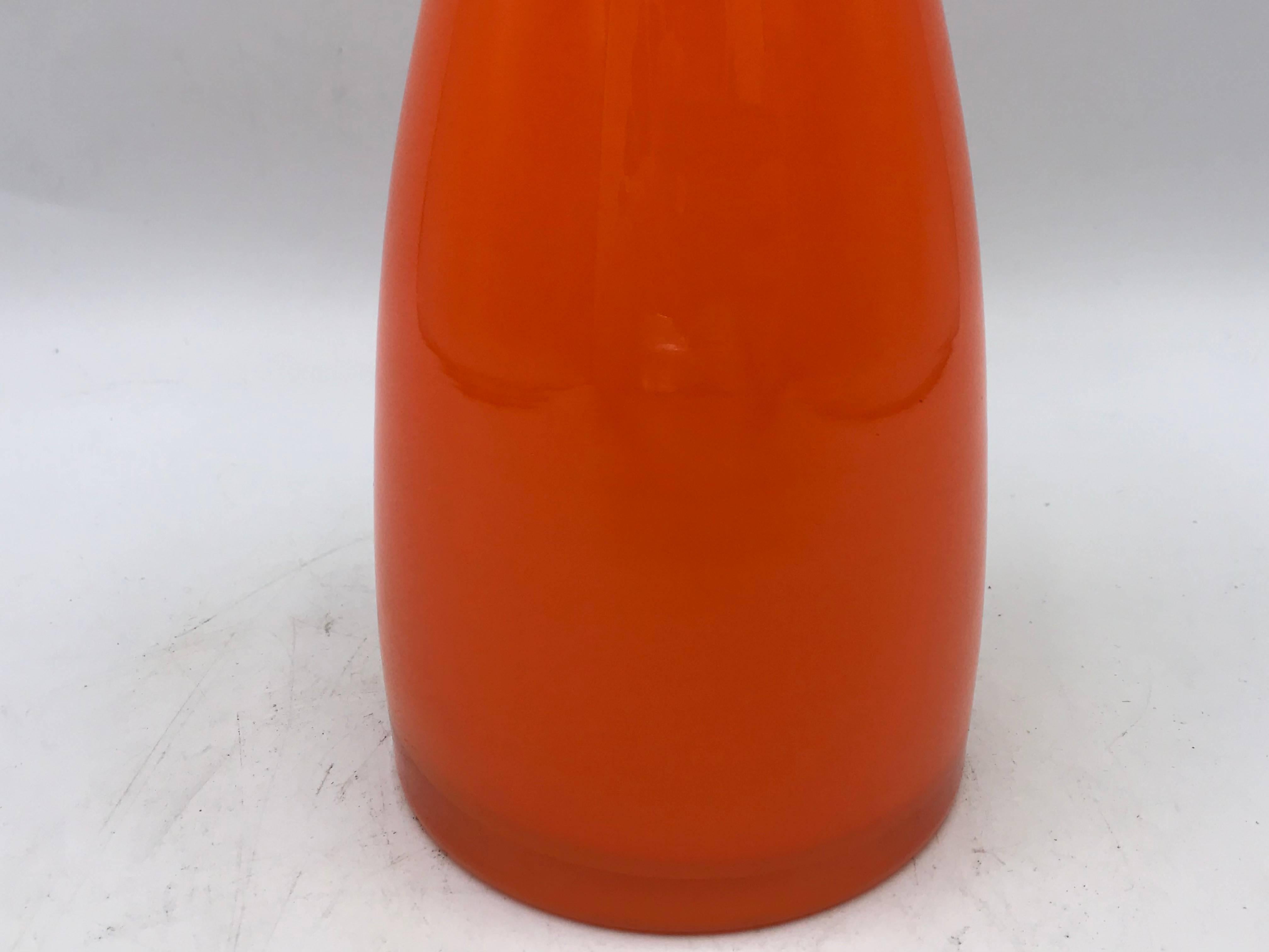 1970s Italian Murano Glass Orange Bottle Vase In Good Condition In Richmond, VA