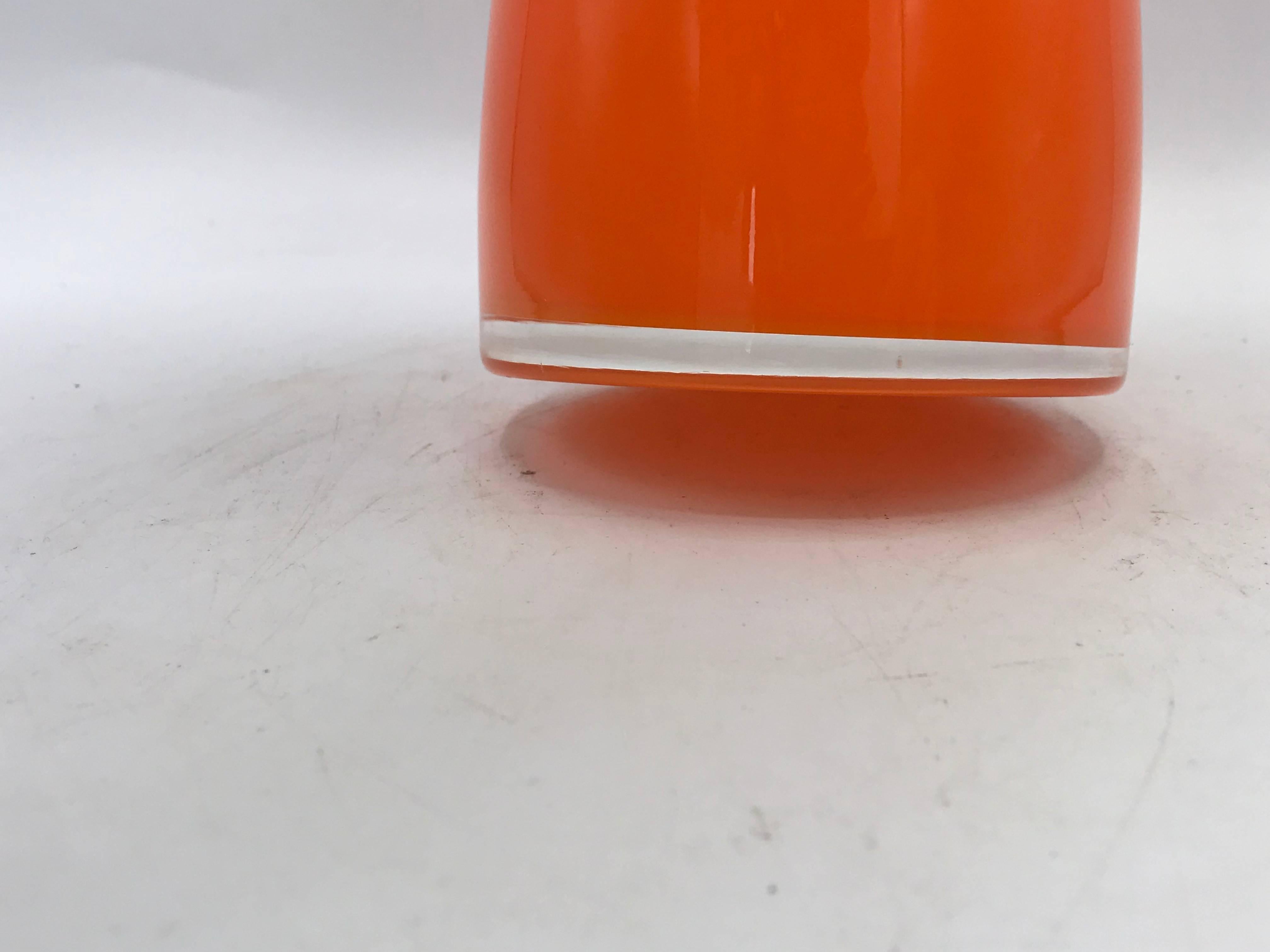 20th Century 1970s Italian Murano Glass Orange Bottle Vase