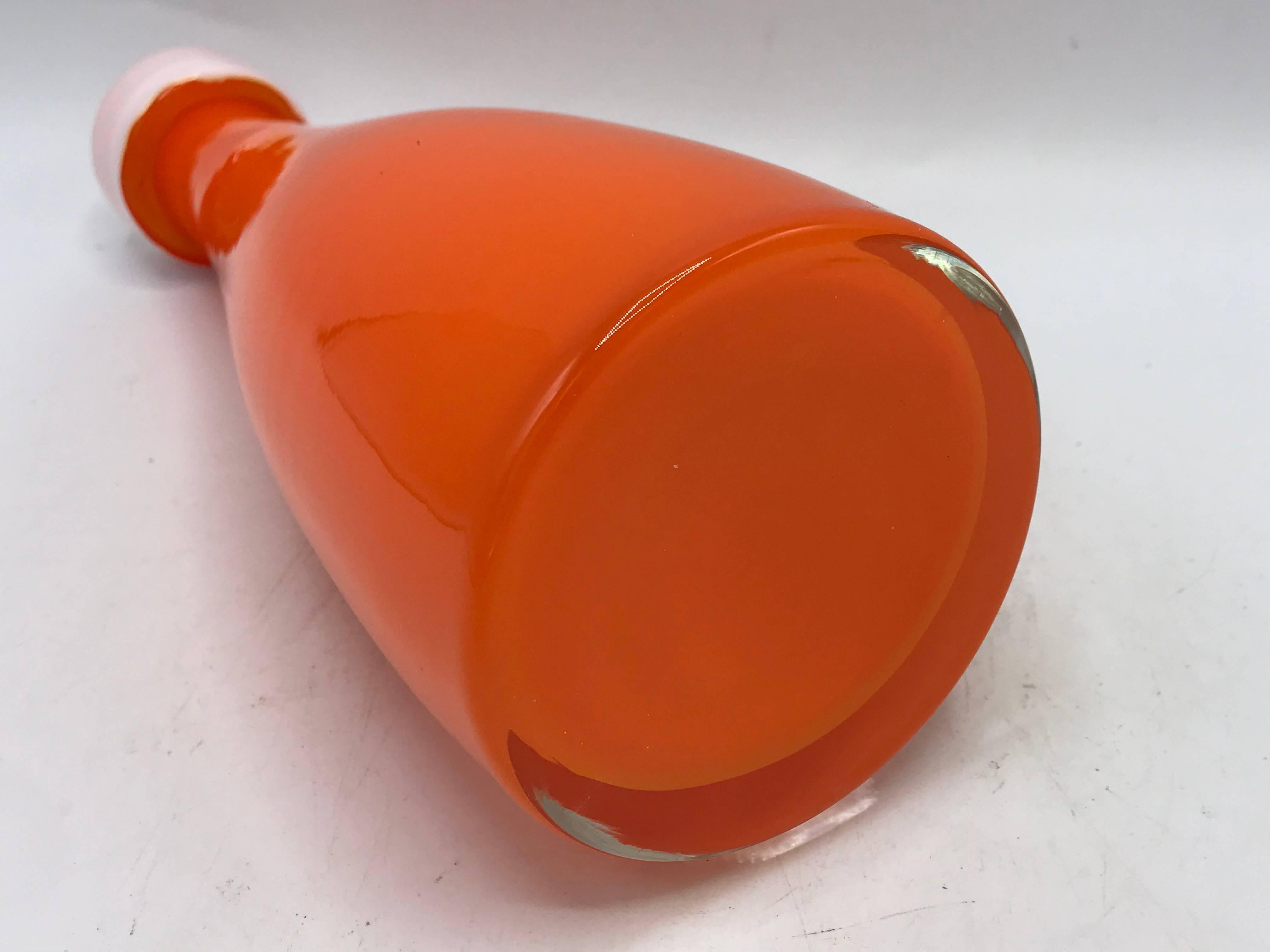 1970s Italian Murano Glass Orange Bottle Vase 1