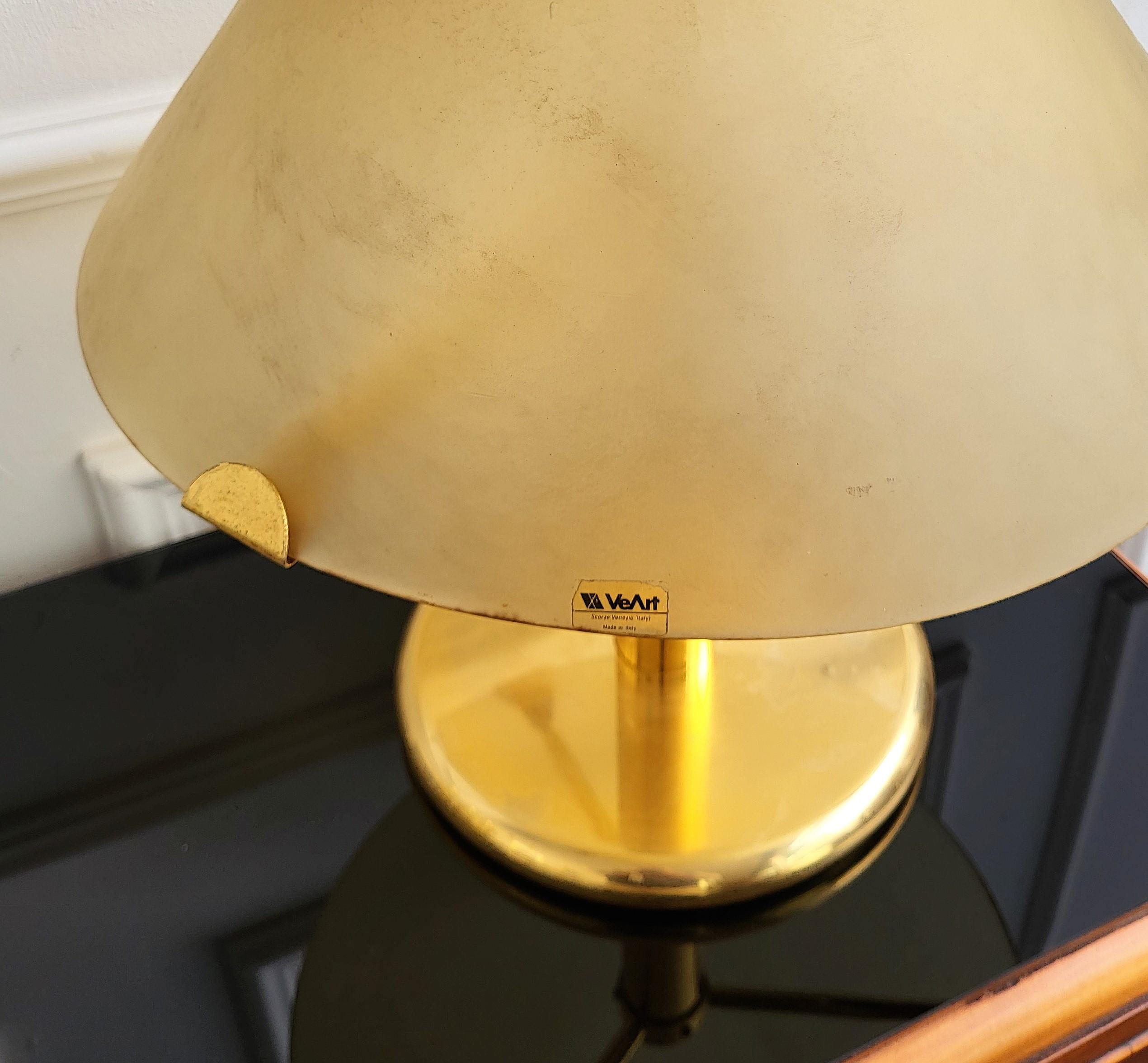 1970s Italian Murano Glass Shade and Brass Table Lamp by VeArt For Sale 4