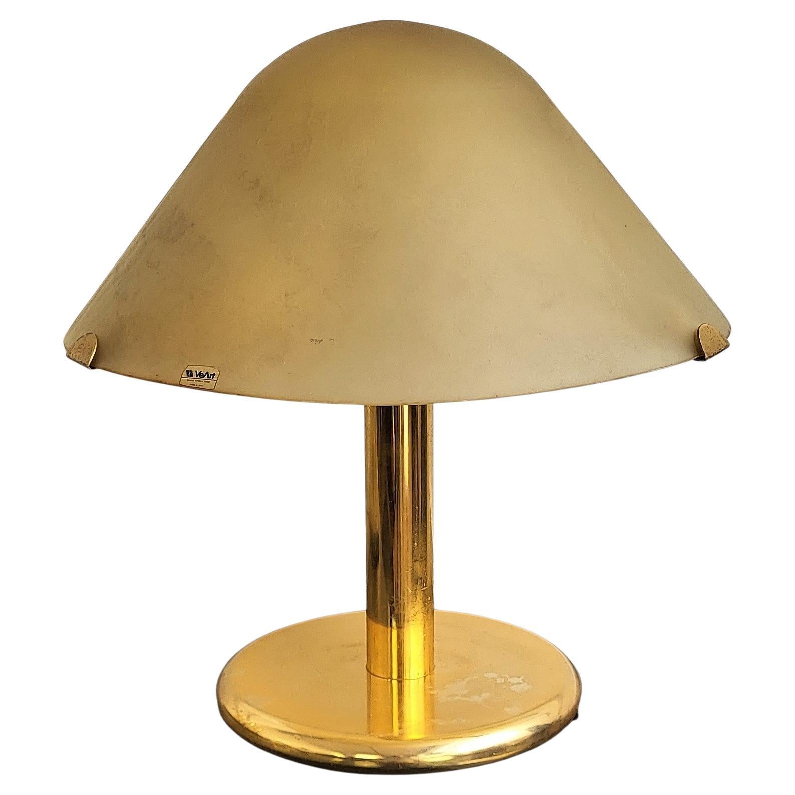1970s Italian Murano Glass Shade and Brass Table Lamp by VeArt For Sale