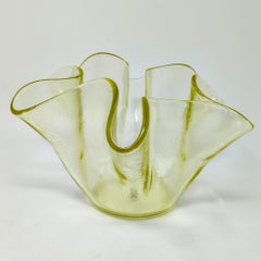 1970s Italian Murano Glass Yellow "Fazzoletto" Handkerchief Vase by Dogi