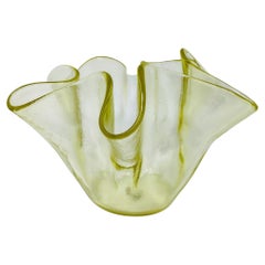 1970s Italian Murano Glass Yellow "Fazzoletto" Handkerchief Vase by Dogi