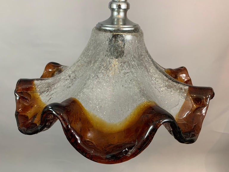 1970s Italian Murano Hand Blown Glass Mazzega Style Pendant Hanging Light For Sale 5