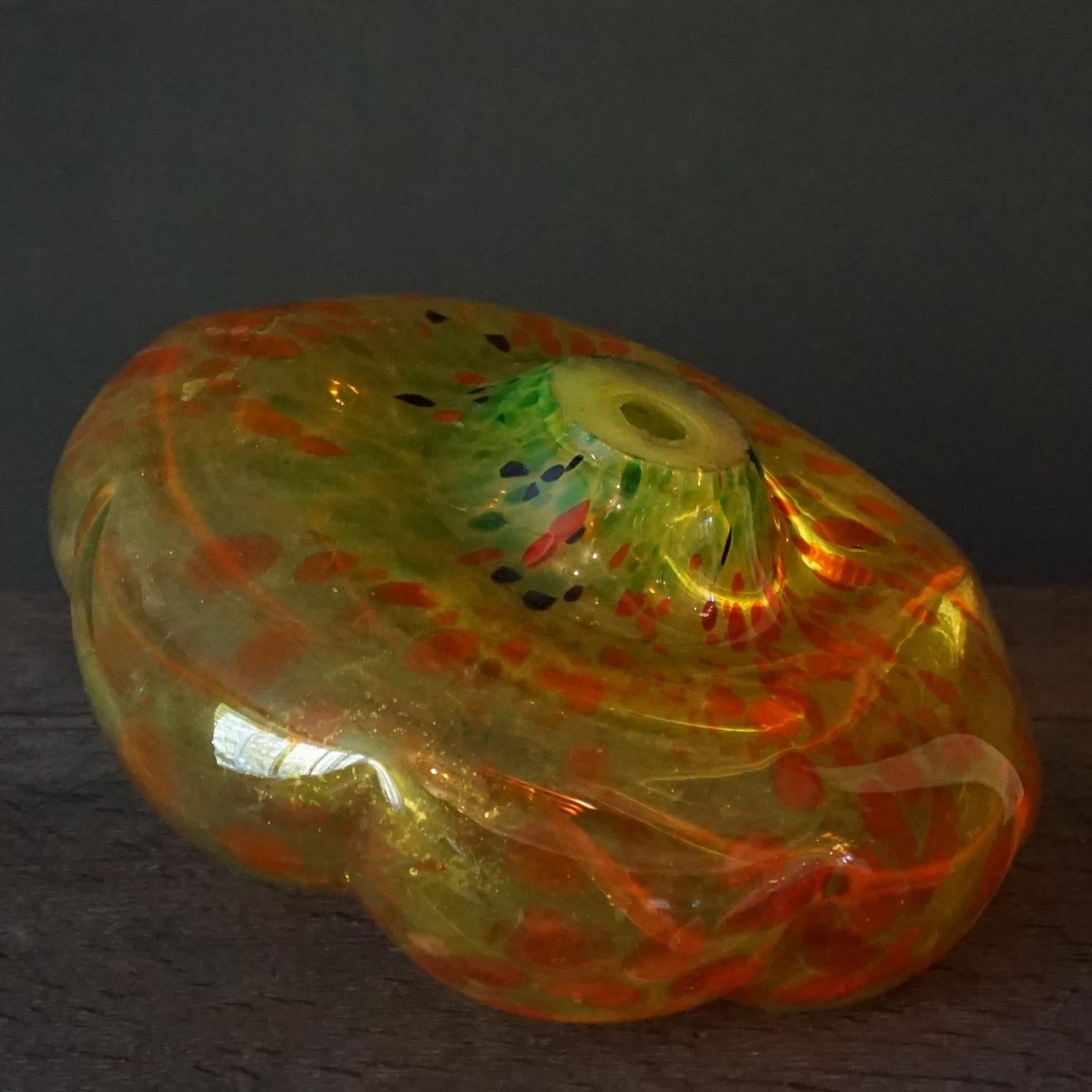 1970 Italian Murano Life-size Mouth Blown Orange Yellow Green Glass Pumpkins (Citrouilles en verre soufflé à la bouche orange jaune vert) en vente 6