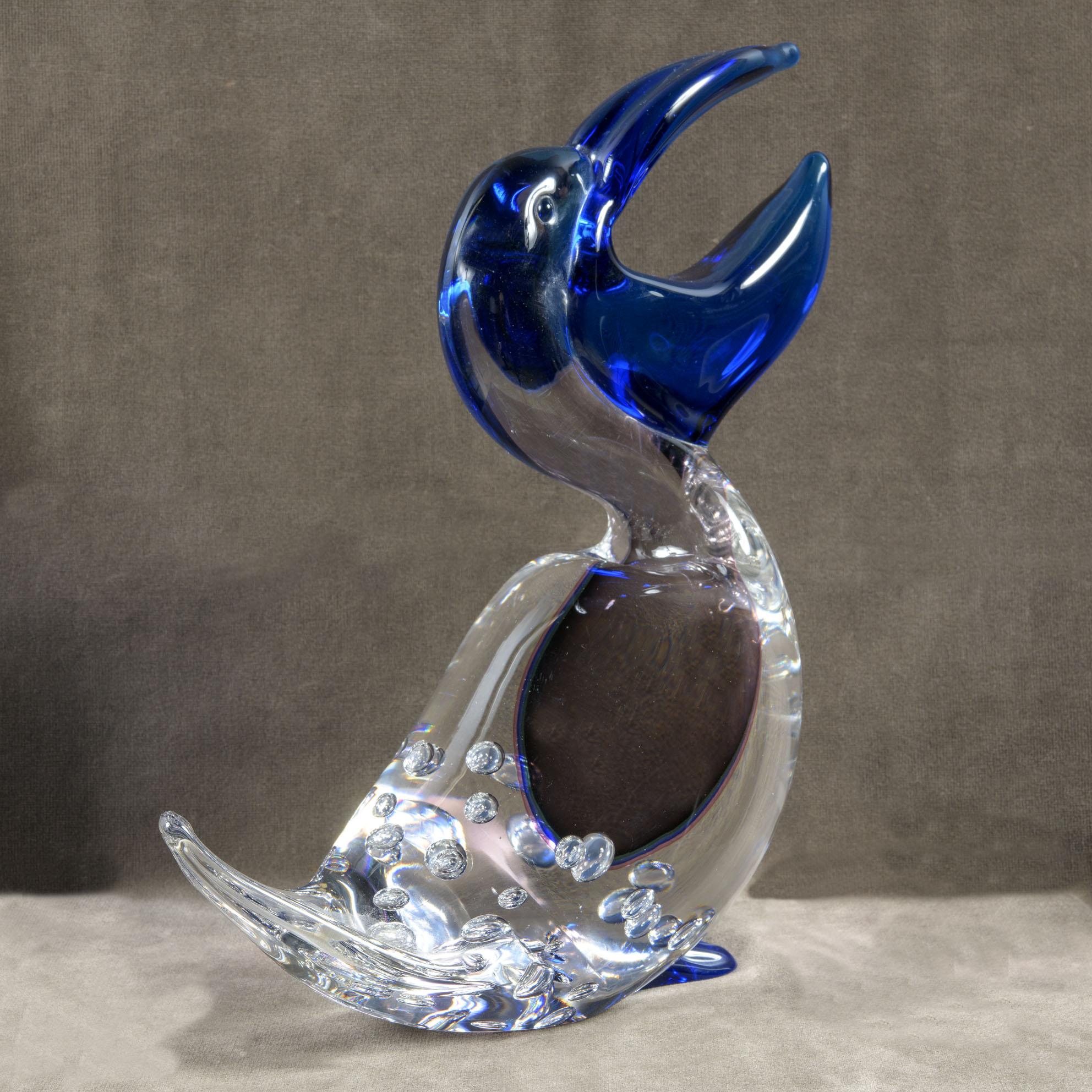 1970er Jahre Italienisch Murano Signiert Farbiges Glas Animalier Skulptur (Moderne der Mitte des Jahrhunderts) im Angebot
