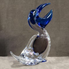 Scultura Animalier in vetro colorato firmata Murano, anni '70, italiana